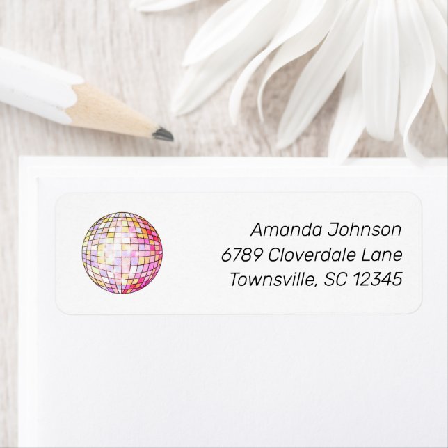 Pink Disco Ball Return Address Label (Insitu)