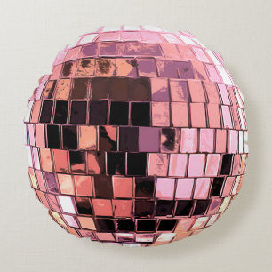 Pink Disco Ball Round Pillow
