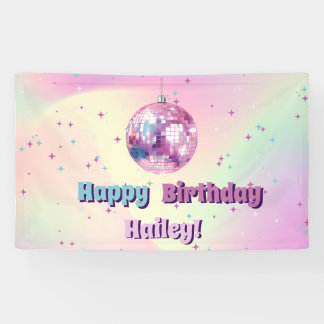 Pink Disco Birthday Party Banner