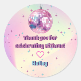 Pink Disco Birthday Party Thank You Stickers