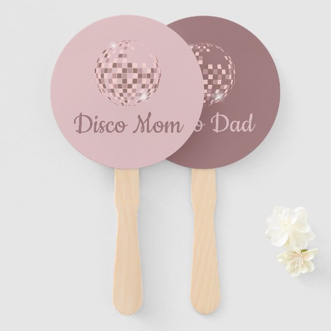 Pink Disco Boogie Baby Shower Games Hand Fan (Front and Back)