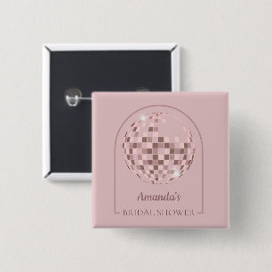 Pink Disco Boogie Bridal Shower 2 Inch Square Button