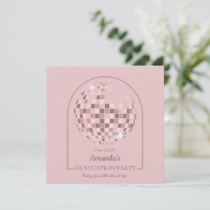 Pink Disco Boogie Graduation Party Invitation