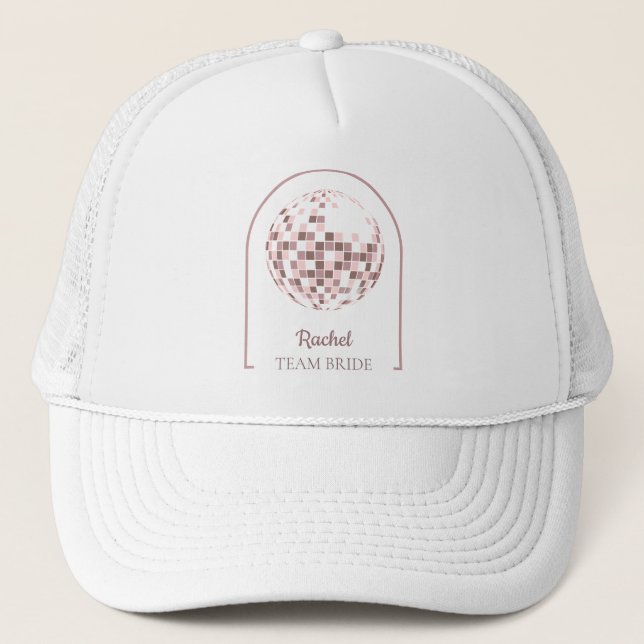 Pink Disco Boogie Team Bride Trucker Hat (Front)