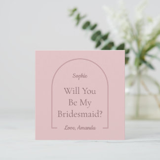 Pink Disco Boogie Will You Be My Bridesmaid Holiday Card