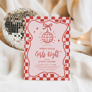 Pink Disco Christmas Girls' Night Party Invitation