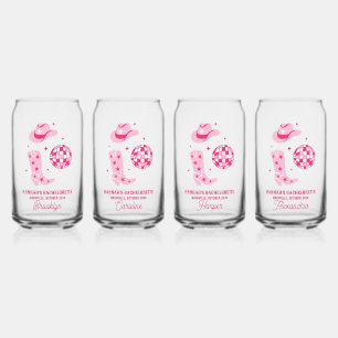 Pink Disco Cowgirl Bachelorette Party Favour Glass