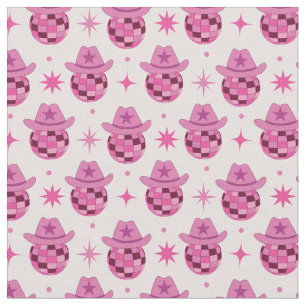 Pink Disco Cowgirl Hat Pattern with Stars  Fabric