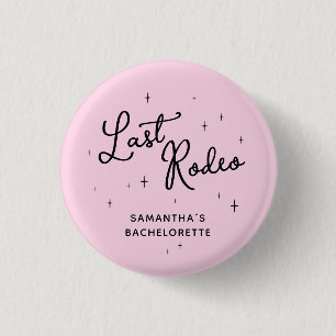 Pink Disco Cowgirl Last Rodeo Bachelorette Party 1 Inch Round Button