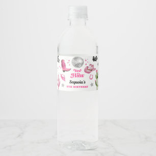 Pink Disco Cowgirl Party Water Bottle Label