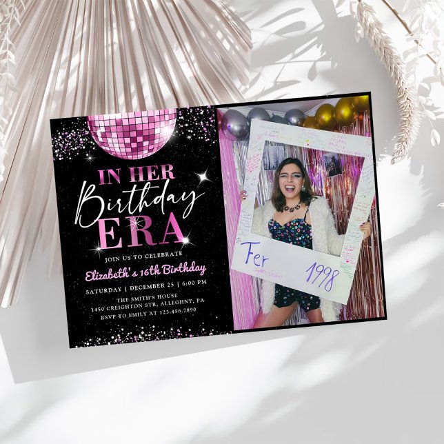 Pink Disco In My Birthday Era Birthday Photo Invitation (Creator Uploaded)