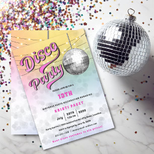 Pink Disco Party Anniversaire Invitation