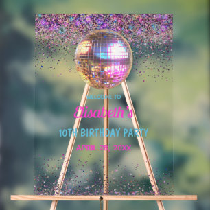 Pink Disco Trendy In My Double Digits Era Birthday Acrylic Sign