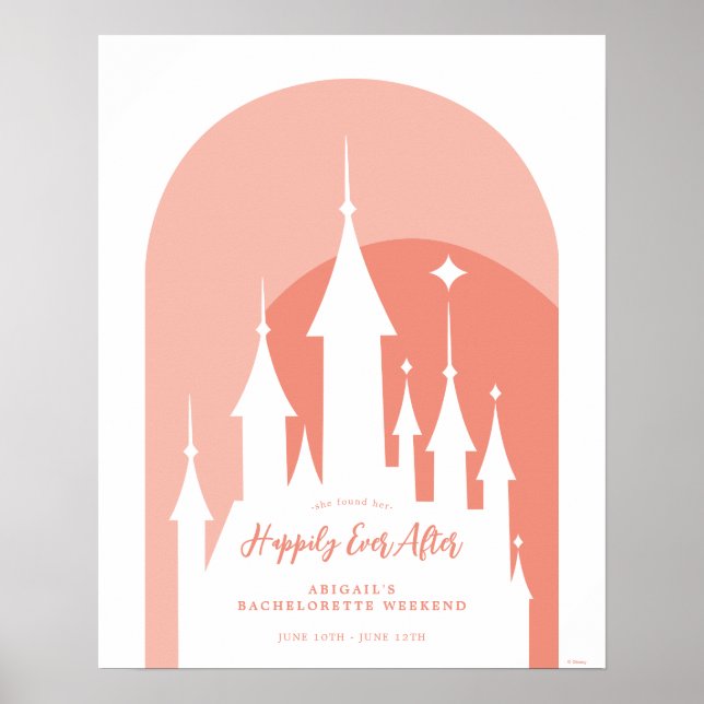 Pink Disney Princess Castle Bachelorette Party Poster (Front)