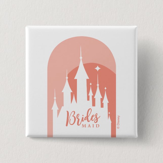 Pink Disney Princess Castle Bridesmaid 2 Inch Square Button (Front)