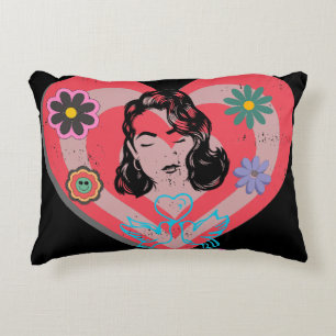 Pink Distress Retro Stay At Home Mom's Affection  Accent Pillow