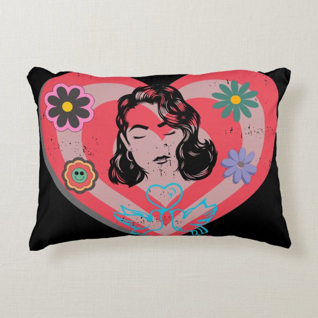 Pink Distress Retro Stay At Home Mom's Affection  Accent Pillow (Front)