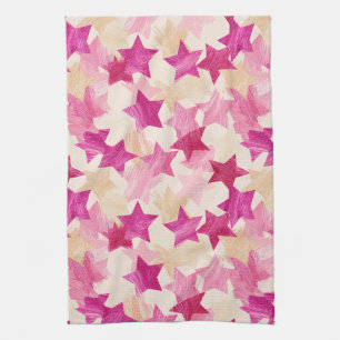 Pink Distressed Star Seamless Pattern Kitchen Towel