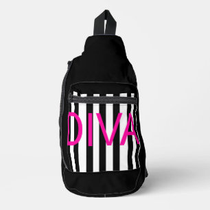 Pink Diva black and white black Sling Bag