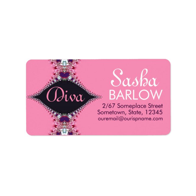 Pink Diva Jewa Dentelle Monogramme Étiquette de ad (Devant)