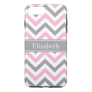 Pink Dk Grey White LG Chevron Grey Name Monogram Case-Mate iPhone Case