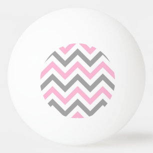 Pink, Dk Grey Wht Large Chevron ZigZag Pattern Ping Pong Ball