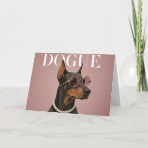 Pink Doberman Dog Covergirl Card
