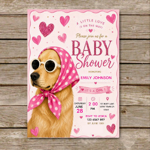 Pink Dog Baby Cute Girl Puppy  Invitation