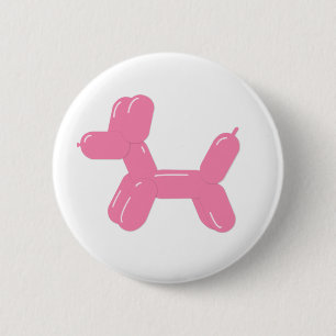 Pink dog balloon animal 2 inch round button