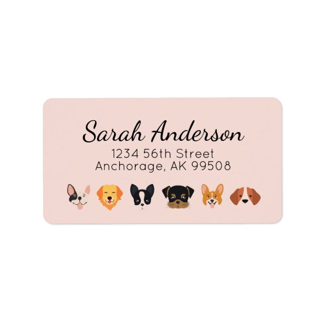 Pink Dog Birthday Let's Pawty Label (Front)