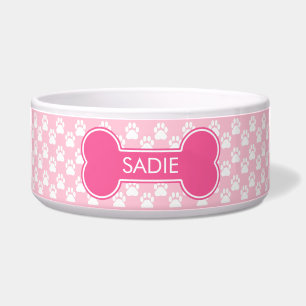 Pink Dog Bone And Paws With Name