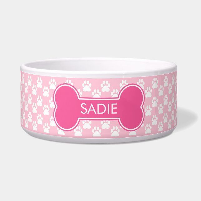 Pink Dog Bone And Paws With Name (Front)