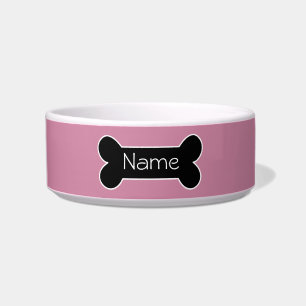 Pink Dog Bowl with Bone