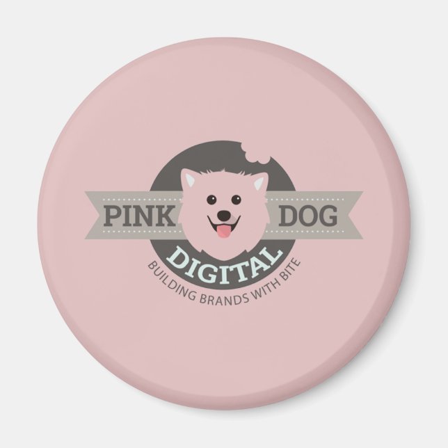Pink Dog Digital Fridge Magnet (Front)