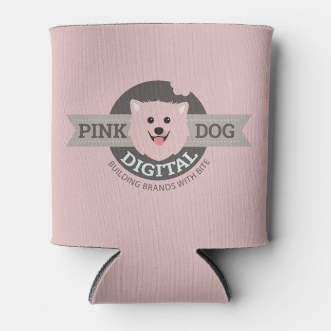 Pink Dog Digital Pink Can Cooler (Front)