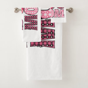 Pink Dog Mom Fun Patchwork Design for Pet Lovers Bath Towel Set