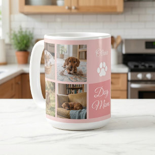 Pink Dog Mom Paw Print Eight Photos Custom Coffee Mug