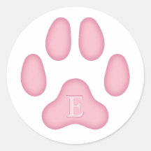Pink Dog Paw Print Personalized Pet Monogram
