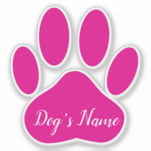 Pink Dog Paw Print With Custom Name Personalized