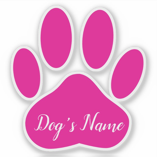 Pink Dog Paw Print With Custom Name Personalized (Front)