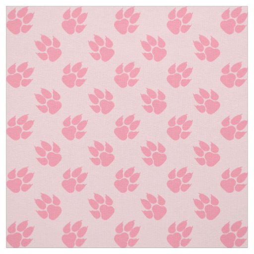 Pink Dog Paw Prints Pattern Fabric | Zazzle