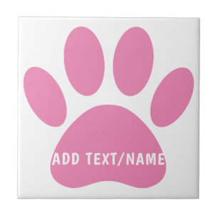 Pink Dog Pawprint Custom Tile