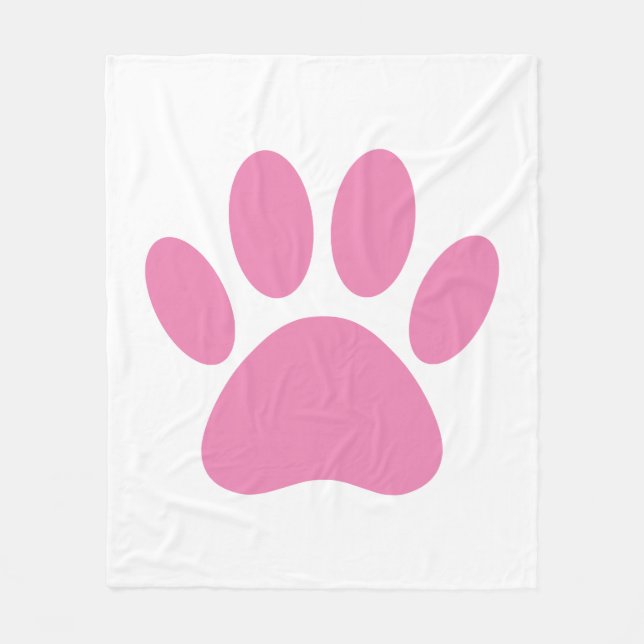 Pink Dog Pawprint Fleece Blanket (Front)
