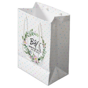Pink Dog rose wreath Medium Gift Bag