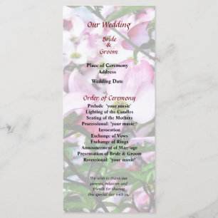 Pink Dogwood Blossoms Wedding Program