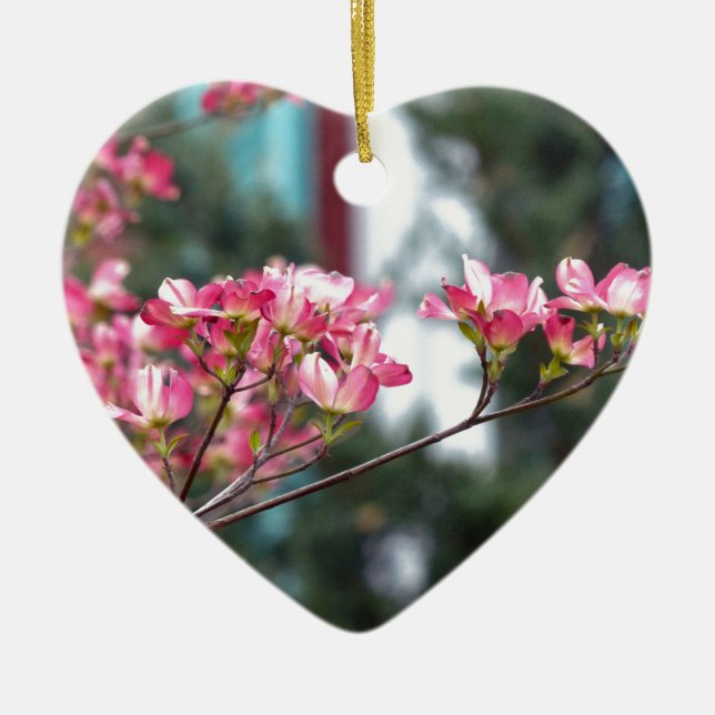 Pink Dogwood Ceramic Ornament (Front)