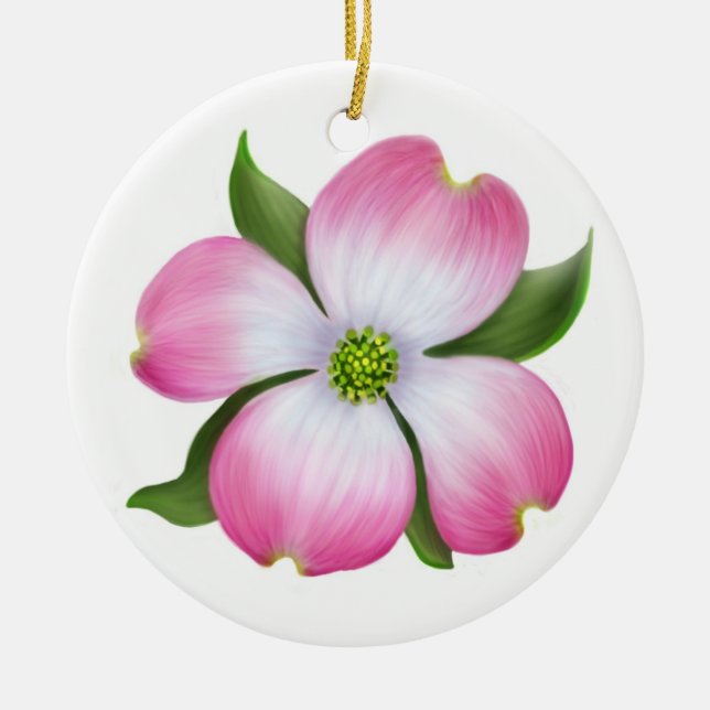 Pink Dogwood Floral Ornament (Front)