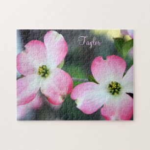Pink Dogwood Flower Personalized Gift Puzzle