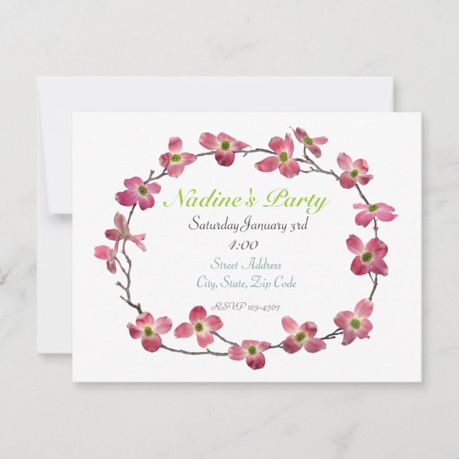Pink Dogwood Invitation (Front)