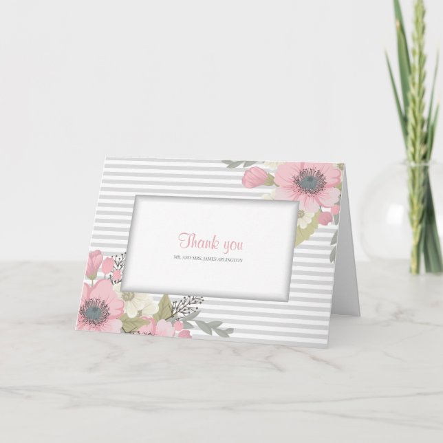 Pink Dogwood Photo Folded Thank You Cards (Front)